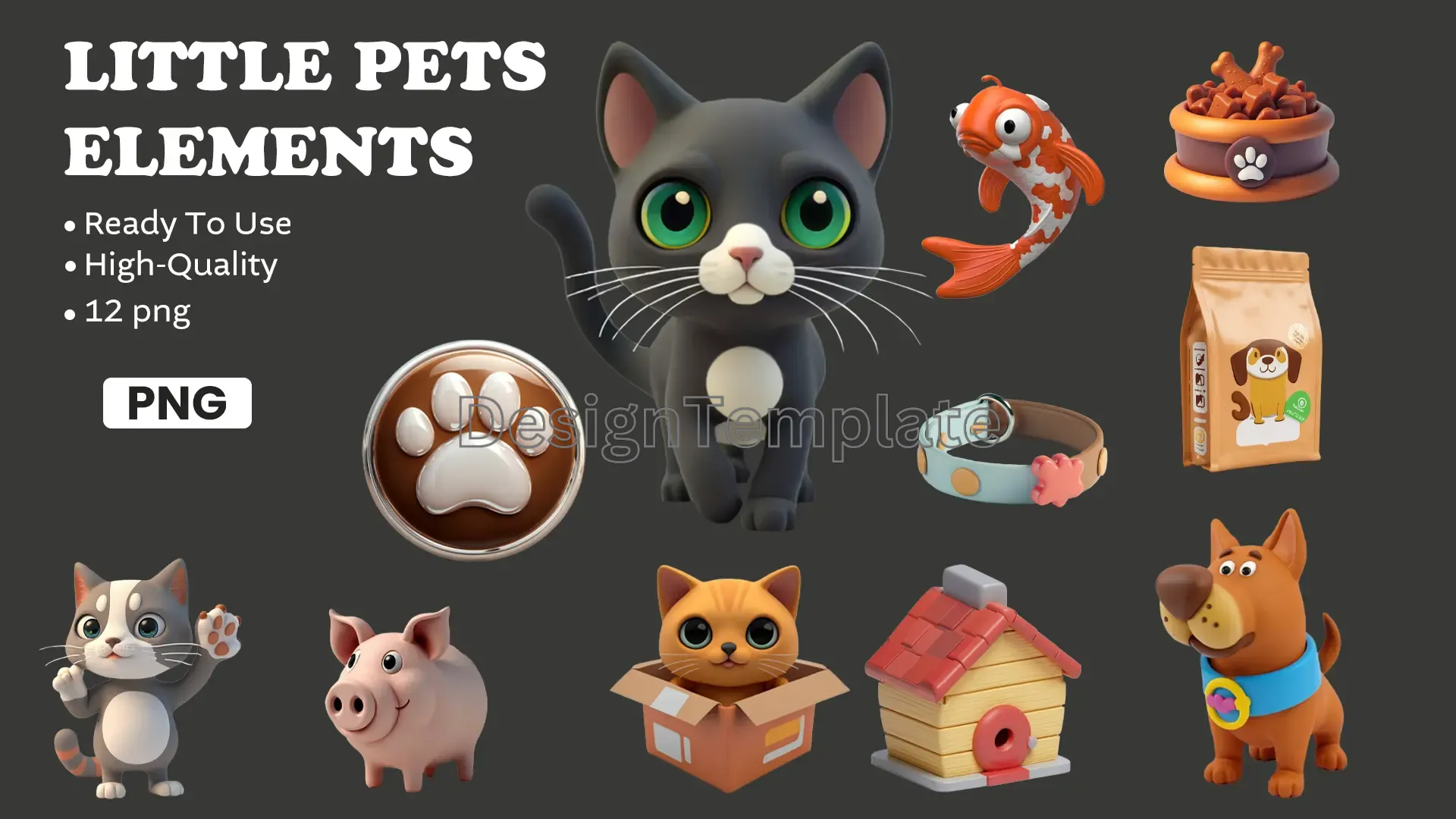 Cute Little Pets 3D Character Elements Pack
